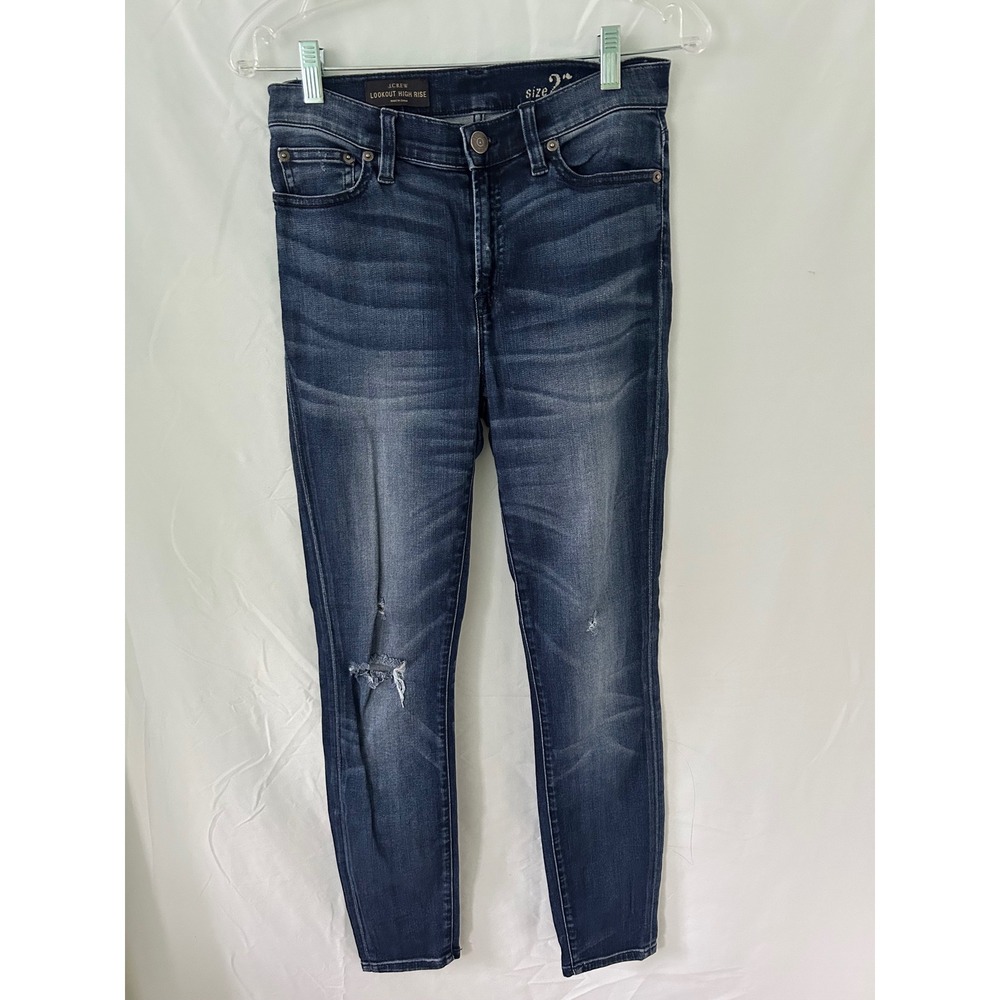 J. Crew Lookout High Rise Skinny Jeans Dark Wash Distressed Size‎ 27